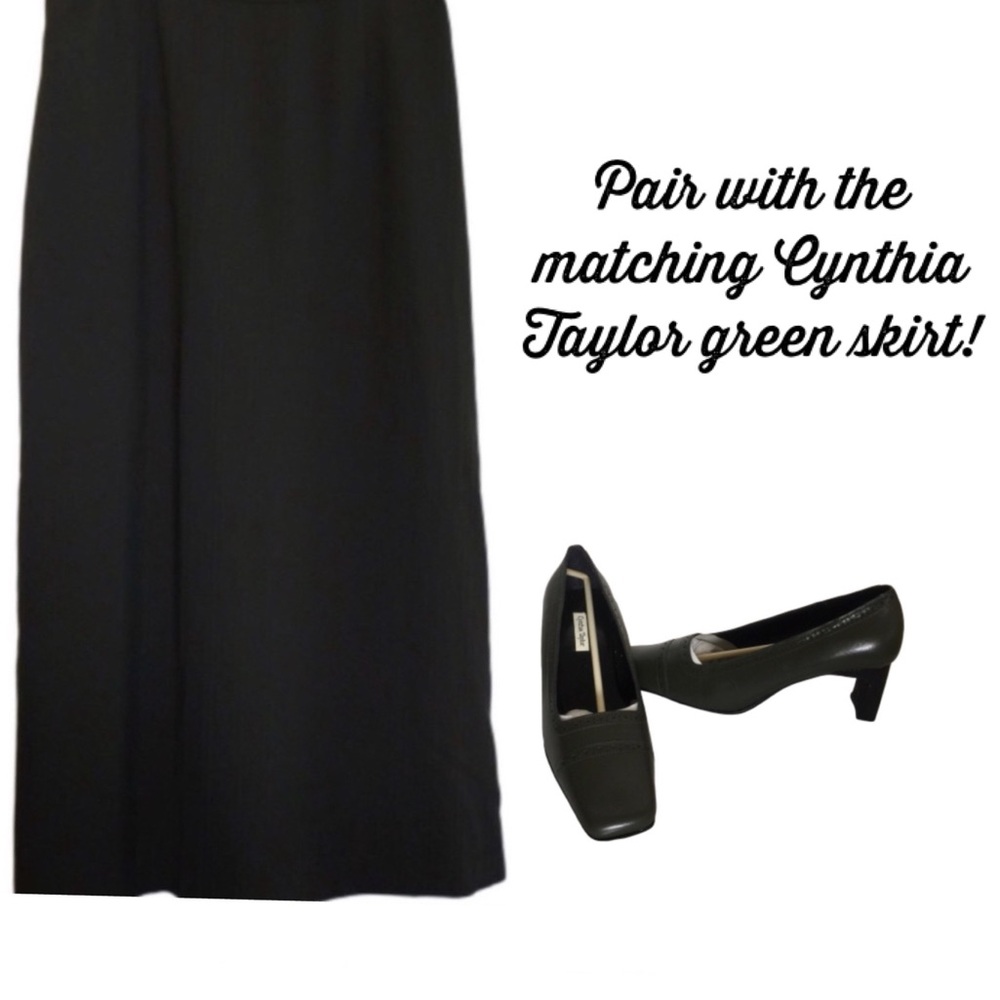 VINTAGE CYNTHIA TAYLOR Heels Leather Green Square Toe Women’s Size 10M NWOT - Picture 7 of 12